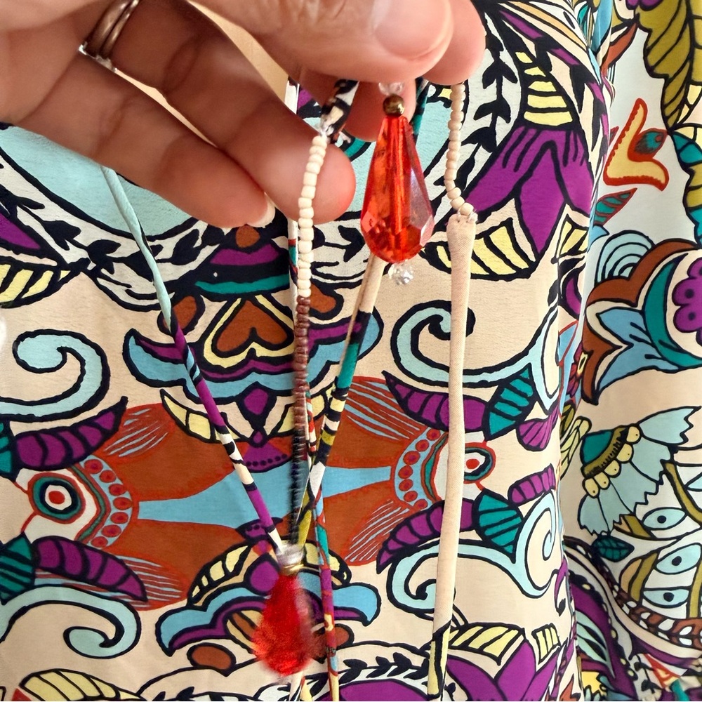 NWOT Zara ethnic tribal print midi flowy dress/Fall season dress size XS - Picture 13 of 14